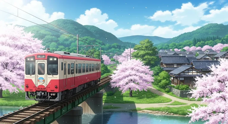 Scenic anime train HD wallpaper in 4K resolution for computer and notebook screens