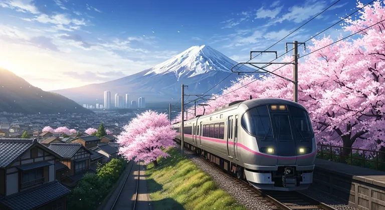 Japanese anime-inspired train wallpaper in 4K for PC and laptop monitors