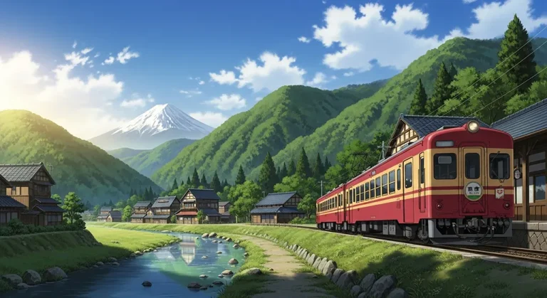Japanese anime-inspired train wallpaper in 4K for PC and laptop monitors