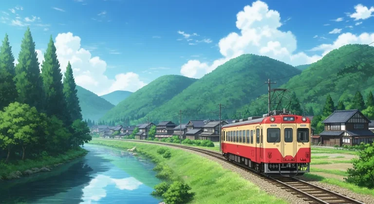 Anime train stylish 4K desktop wallpaper for laptop background display