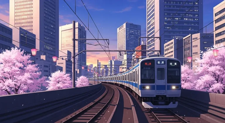 Stylish anime train desktop wallpaper, 4K ultra HD for laptop display