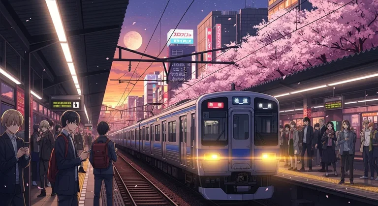 Anime train aesthetic wallpaper in 4K ultra HD for laptop and desktop screens