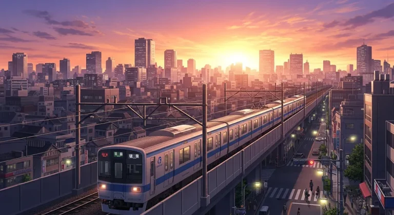 Anime train aesthetic wallpaper in 4K ultra HD for laptop and desktop screens