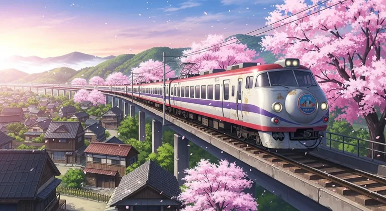 Anime train 4K wallpaper for desktop PC and laptop, Japanese railway background