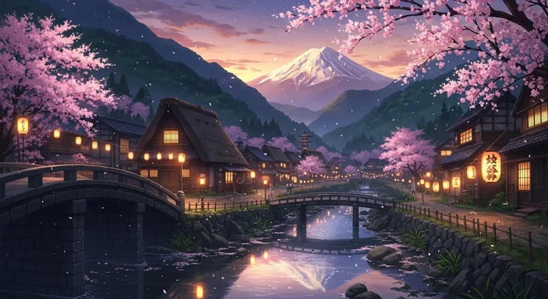Japanese animation village 4K wallpaper, suitable for desktop PC and laptops