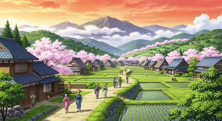 Japanese anime village ultra HD wallpaper for desktop and notebook screens