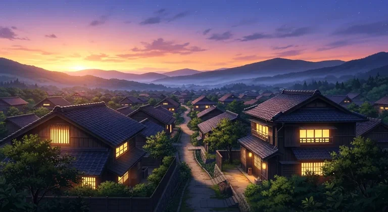 Ultra HD anime village 4K wallpaper for desktop computers and gaming laptops