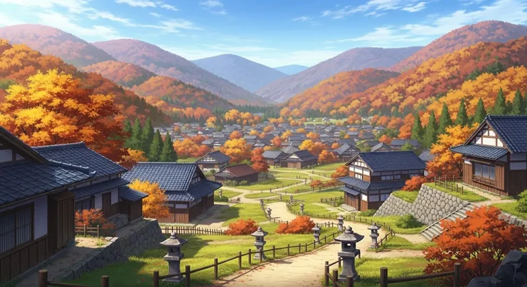High-quality anime village ultra HD wallpaper in 4K resolution for computers