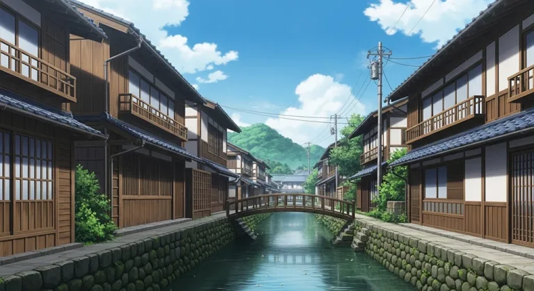 Anime village 4K wallpaper for computer monitor and laptop background display