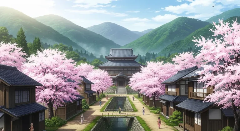 Japanese anime countryside 4K background image for widescreen laptops and PCs
