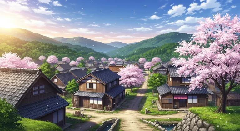 Japanese anime countryside 4K background image for widescreen laptops and PCs