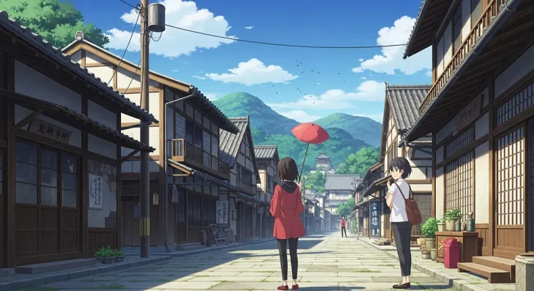 High-resolution anime village 4K background image for desktop monitors and laptops