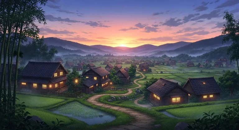Ultra HD anime village 4K wallpaper design for desktop monitors and laptops