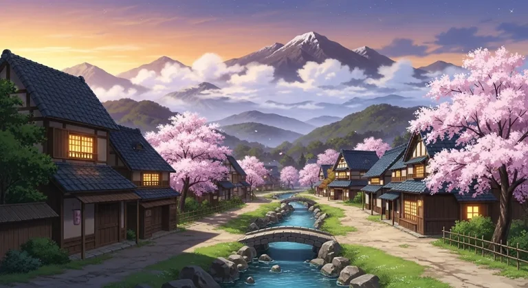 Anime village HD 4K wallpaper for laptop background and desktop display