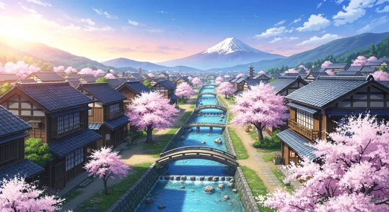 Japanese anime village ultra HD wallpaper for desktop and notebook screens