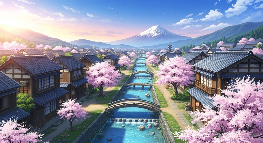 Japanese anime village ultra HD wallpaper for desktop and notebook screens