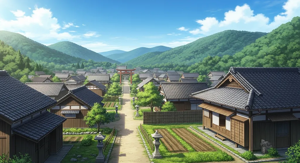 Ultra HD anime village 4K wallpaper design for desktop monitors and laptops