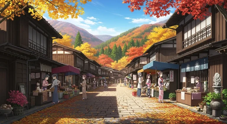 Anime village 4K HD wallpaper image for widescreen desktop PCs and laptops
