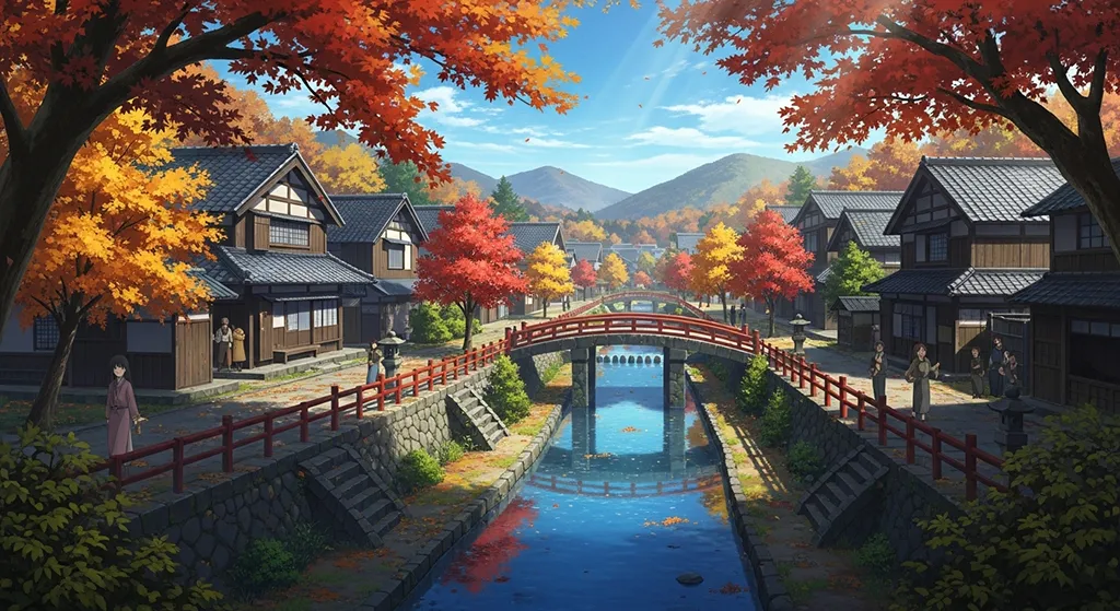 Ultra sharp anime village 4K desktop wallpaper image for widescreen laptops