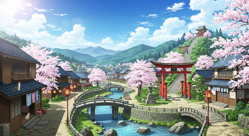 Ultra HD anime village 4K wallpaper design for desktop monitors and laptops