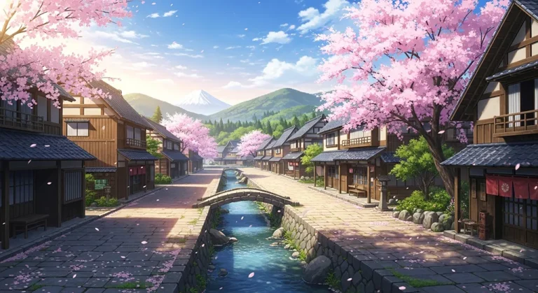 Ultra HD anime village 4K wallpaper design for desktop monitors and laptops