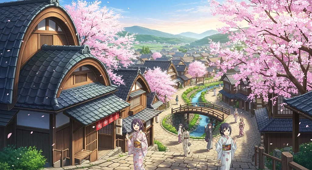 Anime village wallpaper in 4K resolution, perfect for laptop and desktop setup