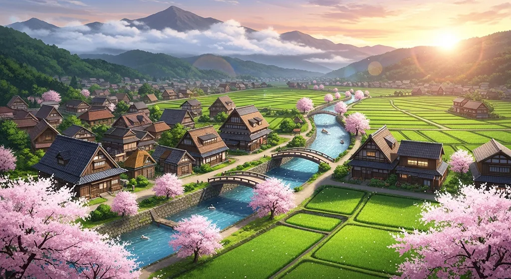 Japanese anime countryside 4K background image for widescreen laptops and PCs