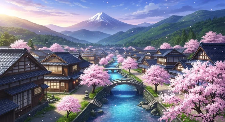 High-quality anime village ultra HD wallpaper in 4K resolution for computers