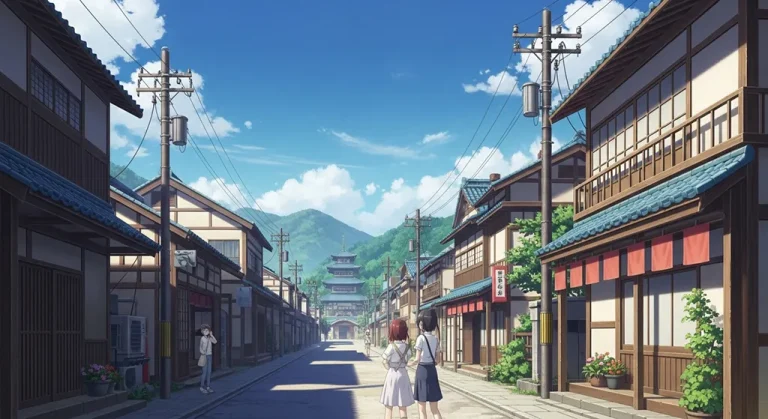 High-quality anime village ultra HD wallpaper in 4K resolution for computers