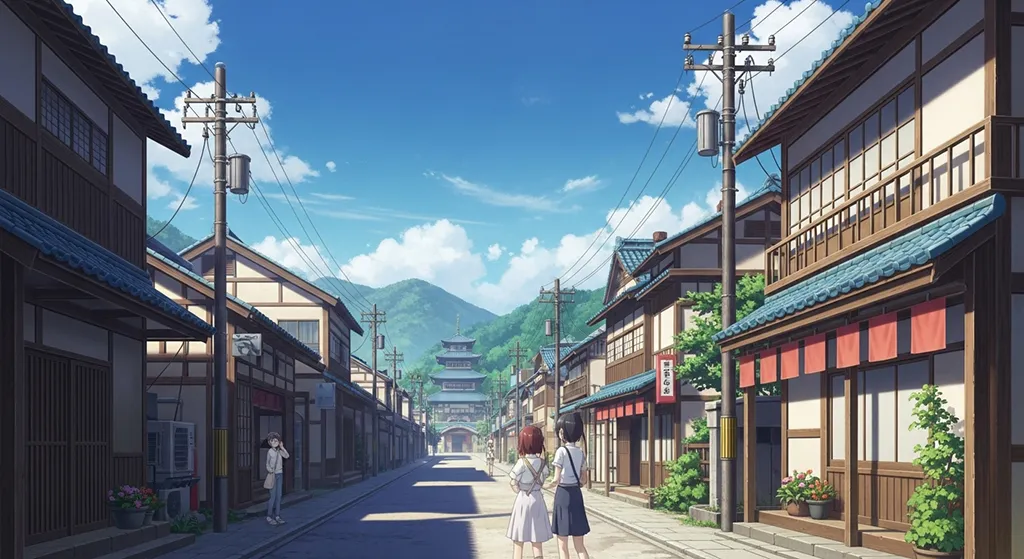 High-quality anime village ultra HD wallpaper in 4K resolution for computers