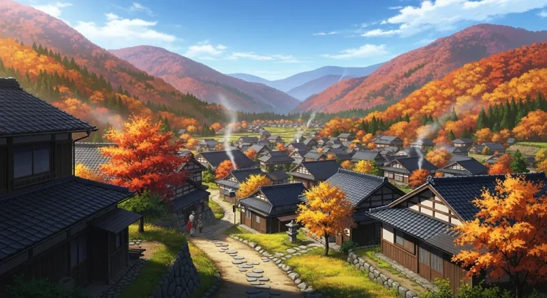 Ultra HD anime village 4K wallpaper design for desktop monitors and laptops