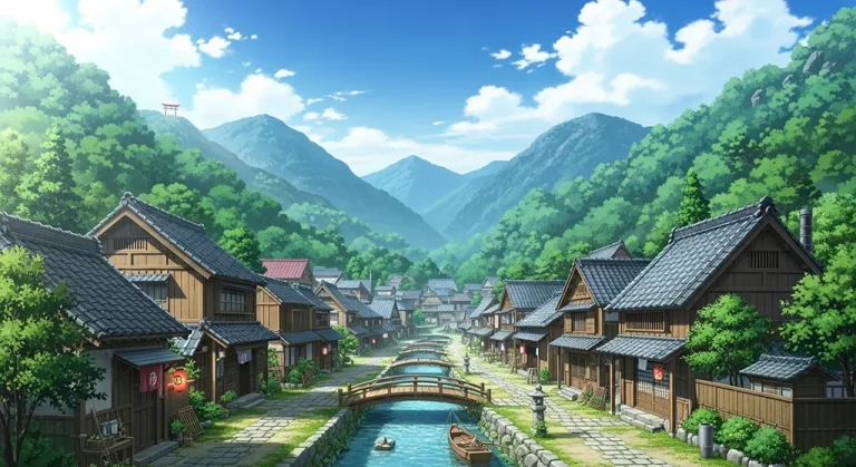 Ultra HD anime village 4K wallpaper design for desktop monitors and laptops