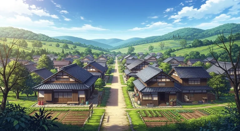 High-resolution anime village 4K background image for desktop monitors and laptops