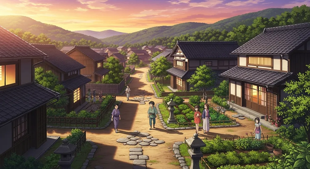 Japanese animation village 4K wallpaper, suitable for desktop PC and laptops