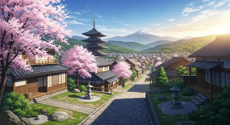 Japanese anime countryside 4K background image for widescreen laptops and PCs