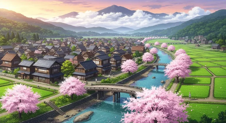 Ultra HD anime village 4K wallpaper design for desktop monitors and laptops