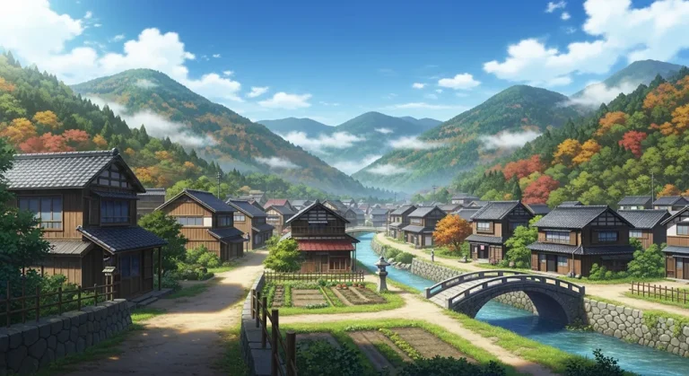 High-quality anime village ultra HD wallpaper in 4K resolution for computers