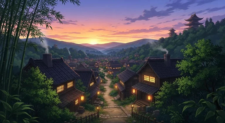 Ultra HD anime village 4K wallpaper for desktop computers and gaming laptops