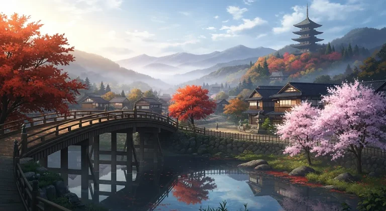 Japanese anime village ultra HD wallpaper for desktop and notebook screens