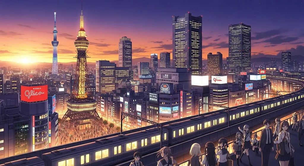 Cool anime city HD wallpaper in 4K resolution for computer and notebook screens