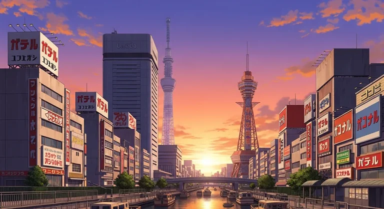 Anime city stylish 4K desktop wallpaper for laptop background display