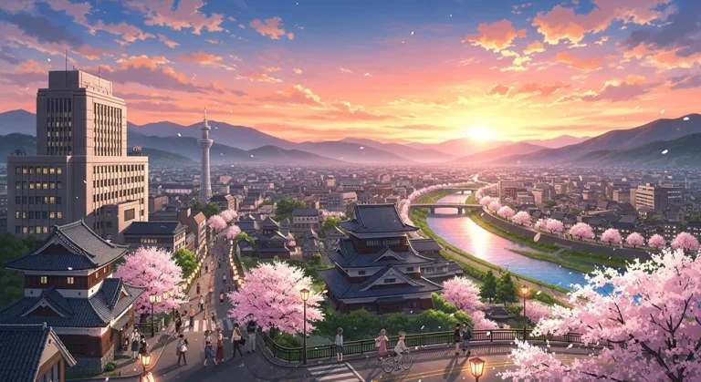 Anime city ultra HD desktop wallpaper in 4K resolution for computer screens