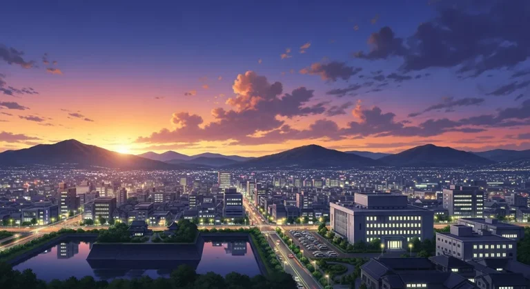 Anime city ultra HD desktop wallpaper in 4K resolution for computer screens