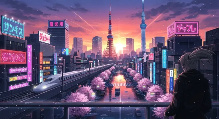 High-resolution anime city 4K background image for desktop monitors and laptops