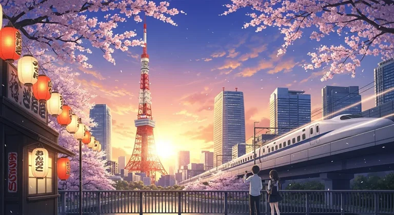 Anime city aesthetic wallpaper in 4K ultra HD for laptop and desktop screens