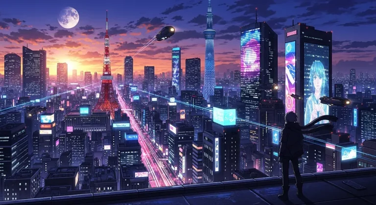High-quality anime city 4K wallpaper image for desktop monitor backgrounds