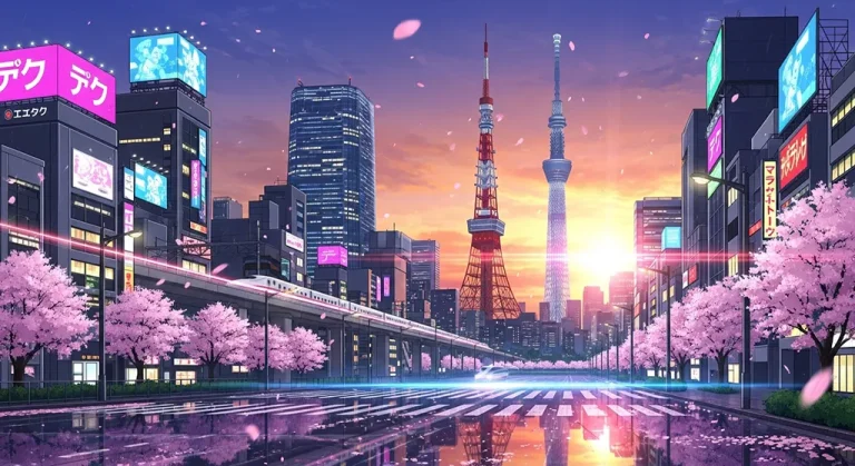 Ultra HD anime city 4K wallpaper design for desktop monitors and laptops