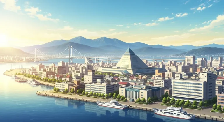 Aesthetic anime city ultra HD 4K wallpaper background for laptop display