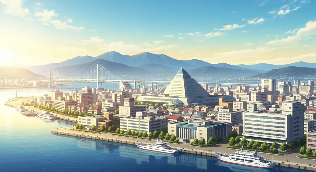 Aesthetic anime city ultra HD 4K wallpaper background for laptop display