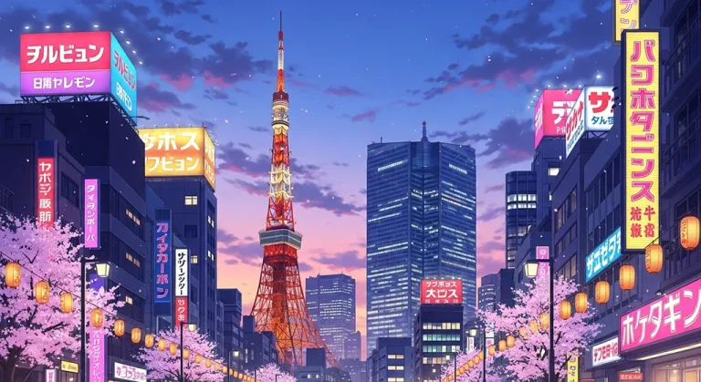 Anime city aesthetic wallpaper in 4K ultra HD for laptop and desktop screens